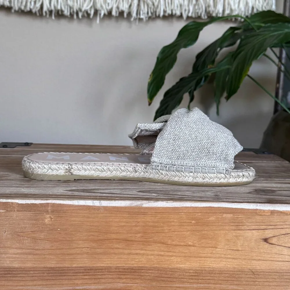 Manebí La Havana Knot Neutral Hemp Euro Summer Espadrille Flat Slides Size 7